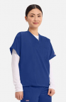 Unisex Royal Blue V-neck Scrub Top with Embroidered  Student Name & Barry Tech Logo